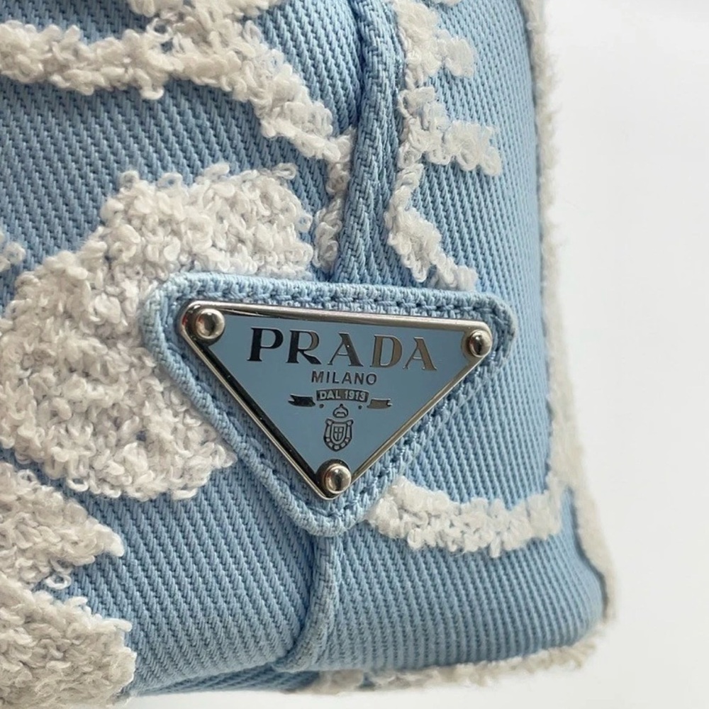 Prada Milano CELESTE BIAN SKY BLUE DRILL Blue & White Women's Bag crossbody bag - Picture 8 of 15